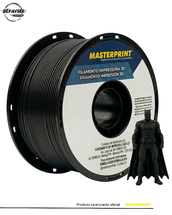 Filamento PLA Preto Fosco 1.75mm 1kg para Impressora 3D – Masterprint