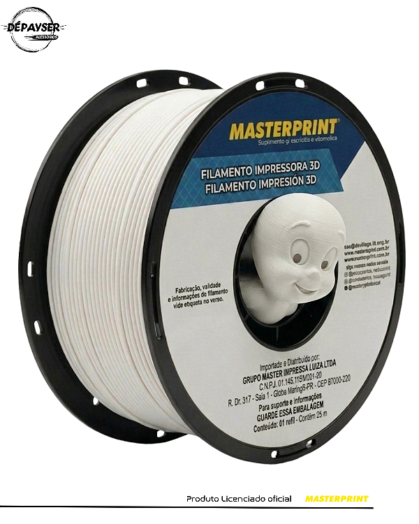 Filamento PLA Branco Fosco 1.75mm 1kg para Impressora 3D – Masterprint