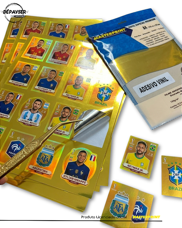 Papel Vinil Adesivo Dourado A4 135g - 10 Folhas Masterprint