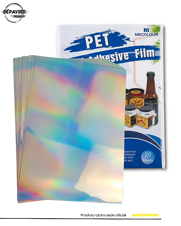 Papel Vinil Adesivo Holográfico A4 135g – 20 Folhas Mecolour Resistente a Água