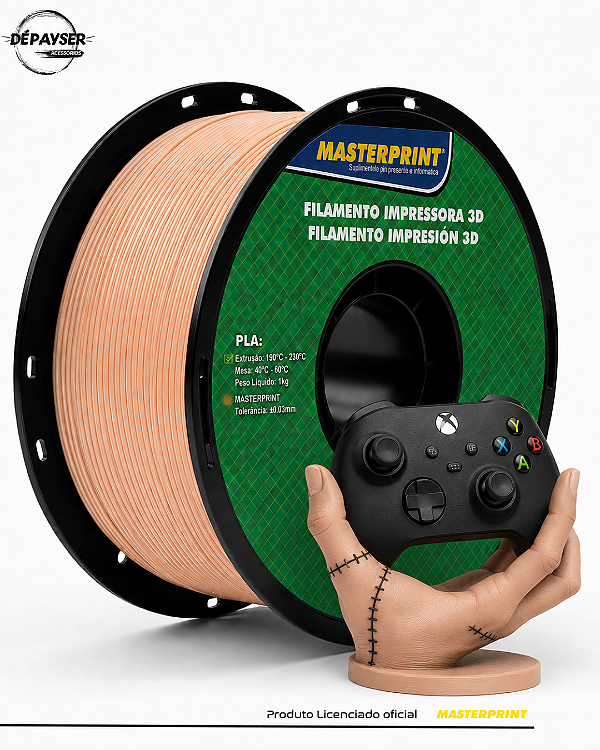 Filamento PLA Skin Cor de Pele 1,75mm 1kg Masterprint para Impressora 3D