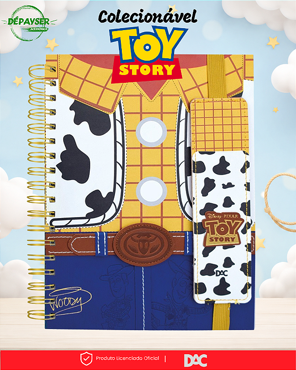 Kit Caixa Criativa Toy Story com Caderno Colegial 80 Folhas, Divisórias e Porta-Caneta DAC