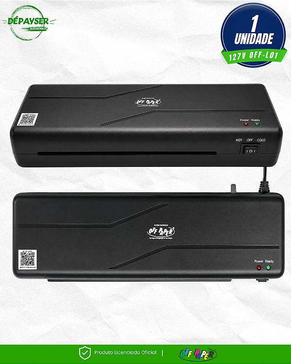 Plastificadora e Laminadora A4 Off Paper OFF L-01 Quente 80 a 125 Micras