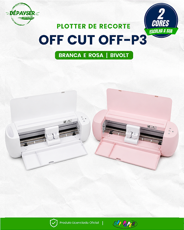 Máquina de Corte e Recorte A3 para Papel Adesivo EVA Off Cut Bluetooth Bivolt Branca ou Rosa