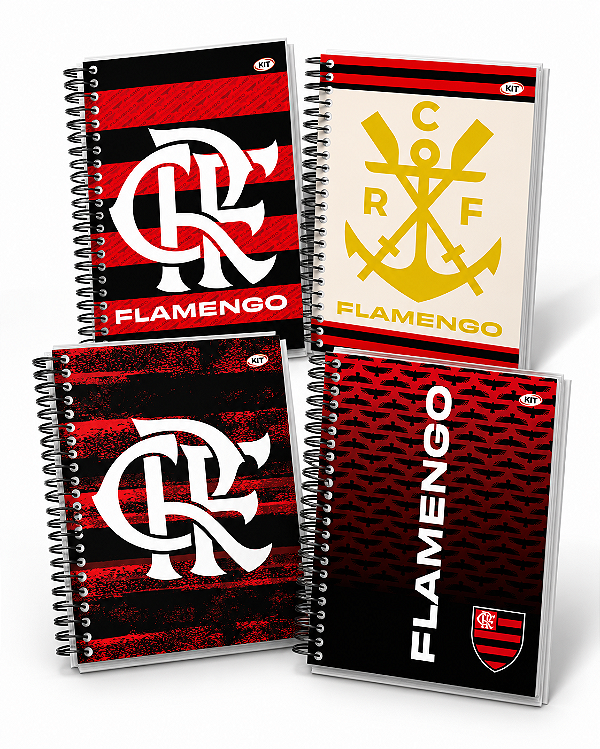 Caderno Universitário Flamengo Oficial 1 Matéria 80 Folhas Capa Dura Espiral KIT