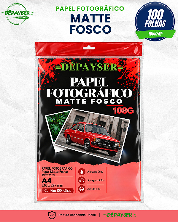 Papel Fotográfico Matte Fosco A4 108g 100 Folhas Dépayser