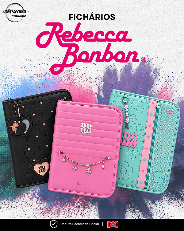 Caderno Fichário Universitário Argolado Rebecca Bonbon DAC 48 Folhas 10 Divisórias