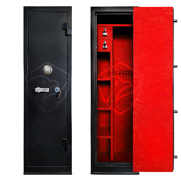 Cofre 140x40x34 Segredo Mecânico preto c/ vermelho