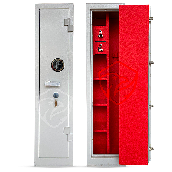 Cofre com segredo Eletrônico 130x30x30 Cinza com Interior Vermelho