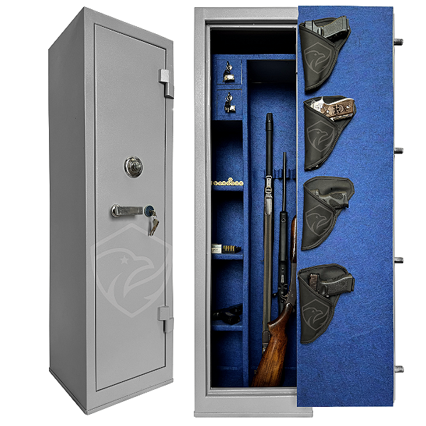 Cofre 140x40x34 segredo mecânico com coldre cinza c/ Azul