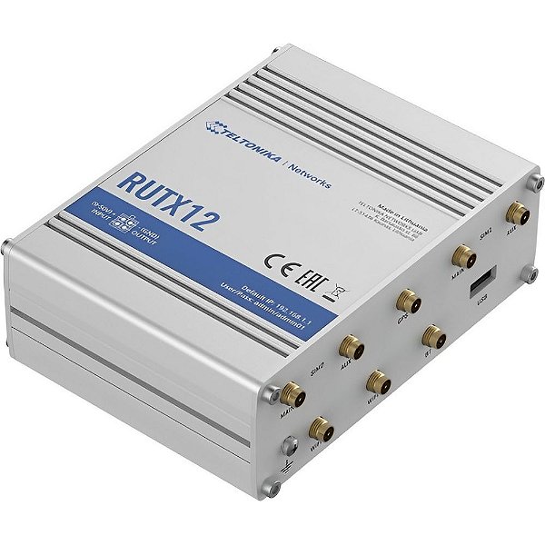 Roteador Industrial Teltonika RUTX12 Gigabit/VPN Dual Sim 4G - Branco
