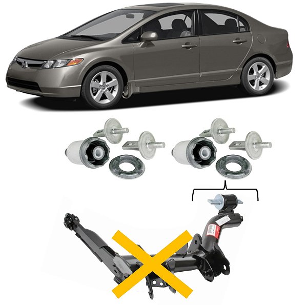 Kit Bucha Maior Braço Facão Eixo Traseiro New Civic 2006 2007 2008 2009 2010 2011 2012