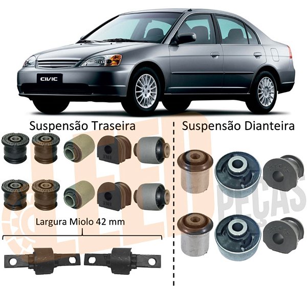 Kit Buchas Suspensão Dianteira Traseira Civic 2001 - 2005