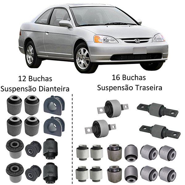 Kit Buchas Suspensão Dianteira Traseira Civic 1996 - 2000