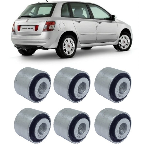 Kit 6 Buchas Suporte Coxim Traseiro Cambio Stilo 2003 2004 2005 2006 2007 2008 2009 2010