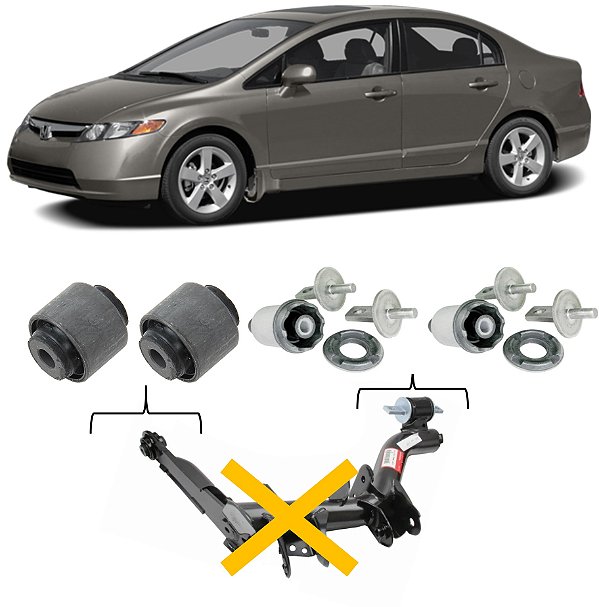 Kit Bucha Braço Facão Eixo Traseiro New Civic 2006 2007 2008 2009 2010 2011 2012