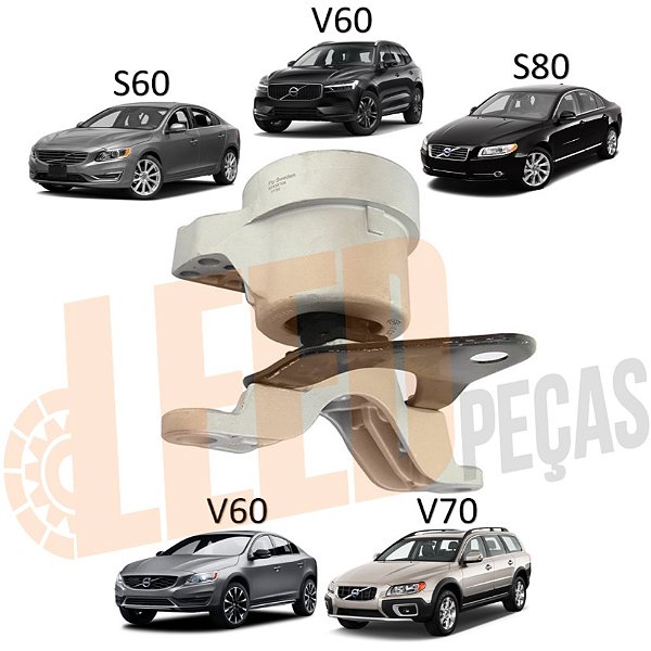 Calço Coxim Direito Motor Volvo XC60 2009 2010 2011 2012 2013 2014 2015 2016 2017 S60 2009 2010 2011 2012 2013 S80 2007 2008 2009 2010 2011 2012 2013 V60 2011 2012 2013 V70 2011 2012 2013