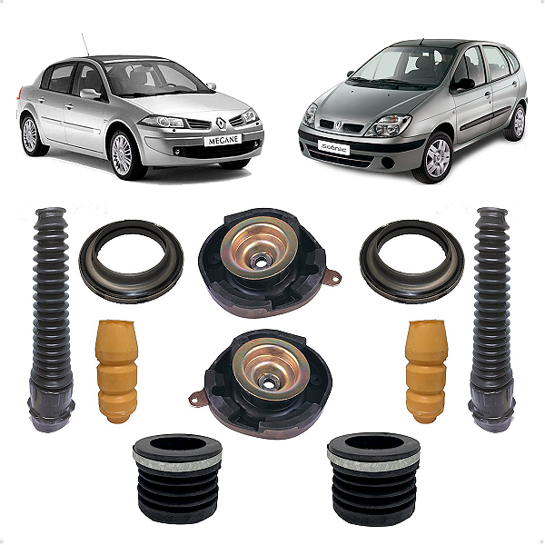 Kit Coxim Amortecedor Dianteiro Batente Haste Scenic Megane 1999 2000 2001 2002 2003 2004
