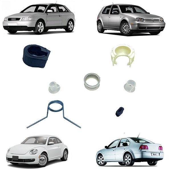Kit Reparo Buchas Alavanca Câmbio Trambulador Bora 2001 2002 2003 2004 2005 2006 2007 Golf Audi A3 A4 1998 1999 2000 2001 2002 2003 2004 2005 2006 2007 2008 New Beetle 1999 2000 2001 2002 2003 2004 20