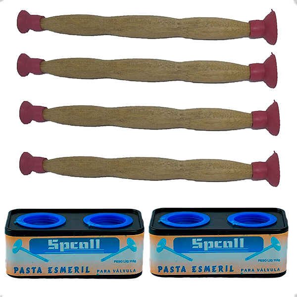 Kit 4 Chupeta 2 Pasta Esmerilhador Válvulas Fina Grossa