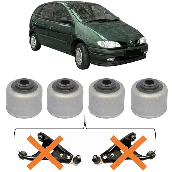 Kit 4 Bucha Bandeja Balança Megane Scenic 1997 - 2006