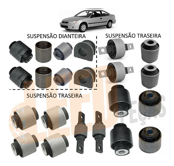 Kit Buchas Suspensão Dianteira Traseira Civic 1992 - 1995