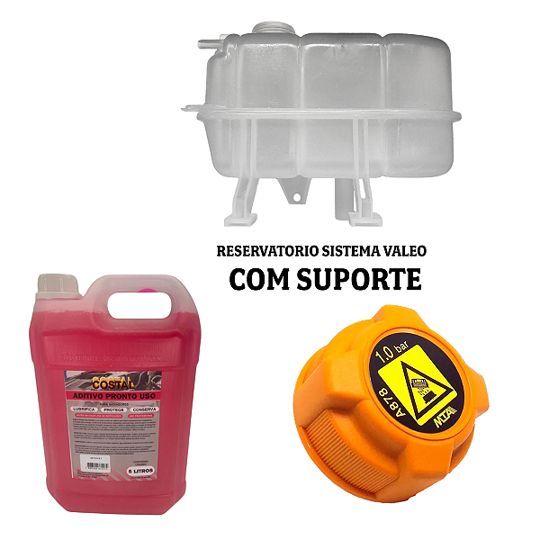 Kit Reservatório c/ Tampa Radiador + Aditivo Palio Siena Strada Idea Sistema Valeo 2001