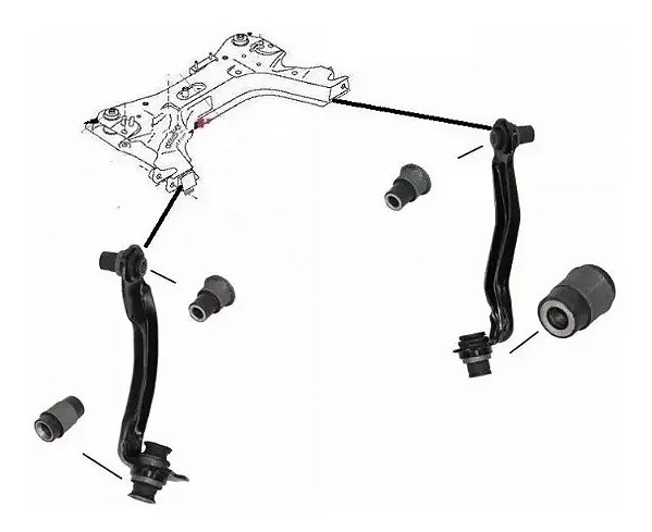 Kit 4 Bucha Braço Quadro Agregado Tiida Livina Megane