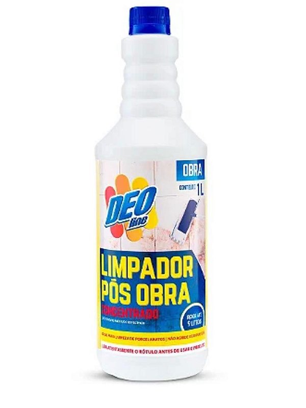 LIMPADOR PÓS-OBRA 1 L – CONCENTRADO *Rende até 9 litros *Ideal para limpeza de porcelanatos * Não agride as superfícies