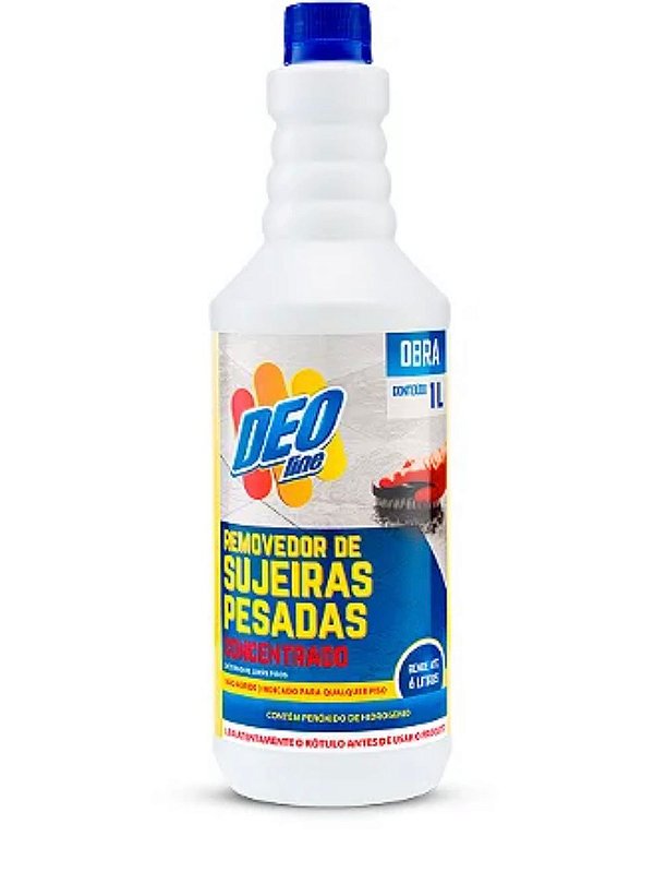 REMOVEDOR DE SUJEIRAS PESADAS 1 L – CONCENTRADO DEO LINE * Contém peróxido de hidrogênio * Rende até 6 litros * Limpa sem agredir os pisos