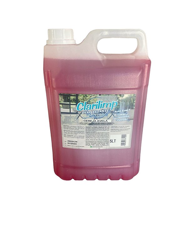 DESINFETANTE CEREJA AVELÃ 5 L CLARILIMP * Limpa  * Desinfeta  * Perfuma * Bactericida e Germicida