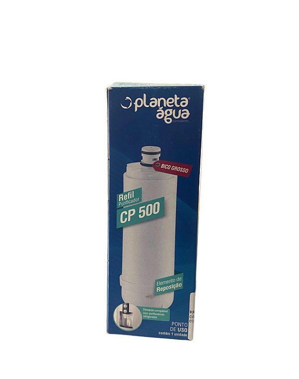 REFIL PURIFICADOR CP 500 BICO GROSSO PLANETA ÁGUA * Compatível com Master Frio * Elemento compatível com purificadores refrigerados * Carvão ativado com sais de prata
