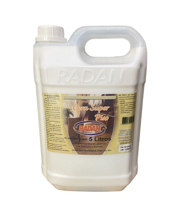 CERA SUPER PISO LIQUIDA INCOLOR  5 L RADAN  * Proporciona brilho sem necessidade de lustrar * Feita a base de carnaúba natural
