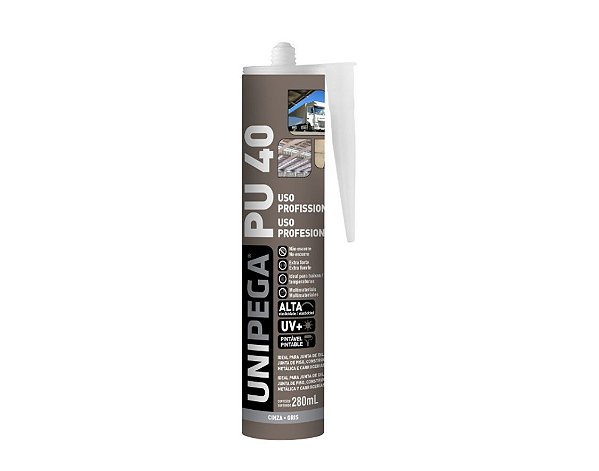 SELANTE PU 40 CINZA 280 ML UNIPEGA * Ideal para junta de dilatação * Junta de piso * Construção metálica e carrocerias