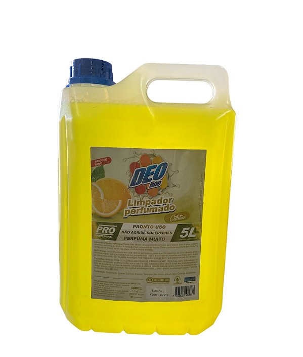 LIMPADOR PERFUMADO CÍTRICO 5 L DEO LINE * Pronto uso * Perfuma muito * Não agride a superfície