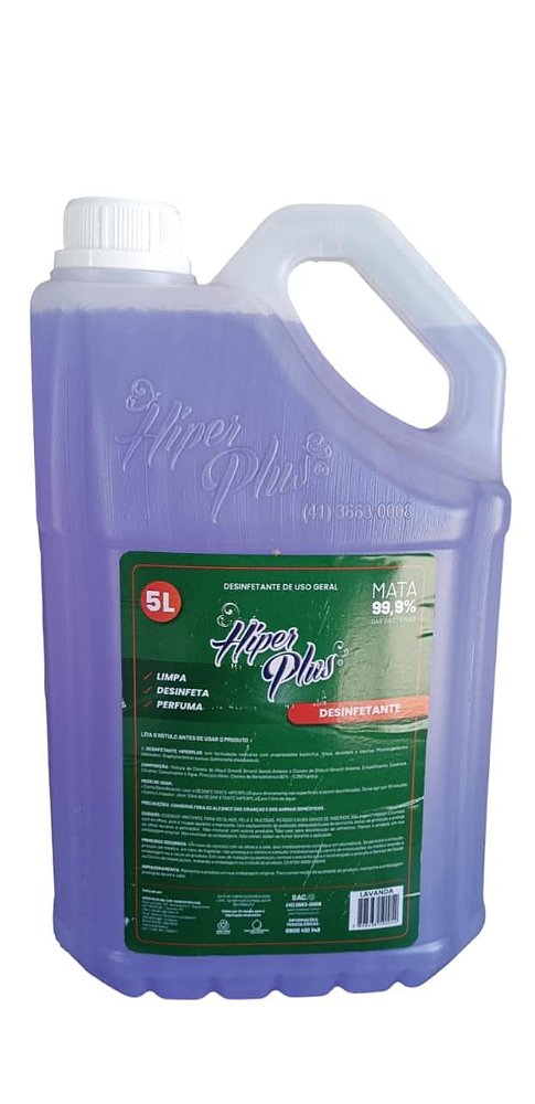 DESINFETANTE LAVANDA 5 L HIPER PLUS * Limpa * Perfuma * Desinfeta