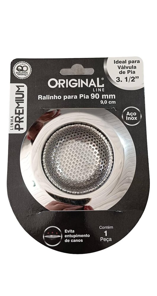 RALINHO PARA LAVATÓRIO TANQUE OU PIA * Em Aço Inox * Ideal para válvula de 3 1/2" * Diâmetro externo da borda = 9 cm