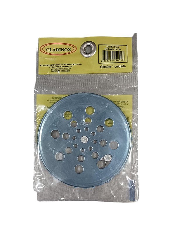 GRELHA PARA RALO EM AÇO INOX 10 CM REDONDA * Com fecho abre e fecha
