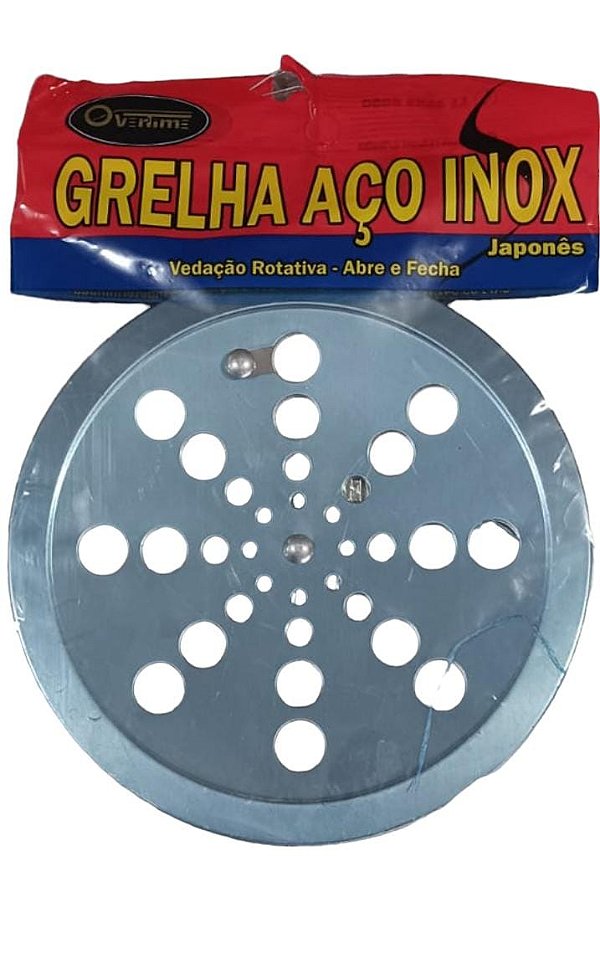 GRELHA PARA RALO EM AÇO INOX 15 CM REDONDA * Com fecho abre e fecha