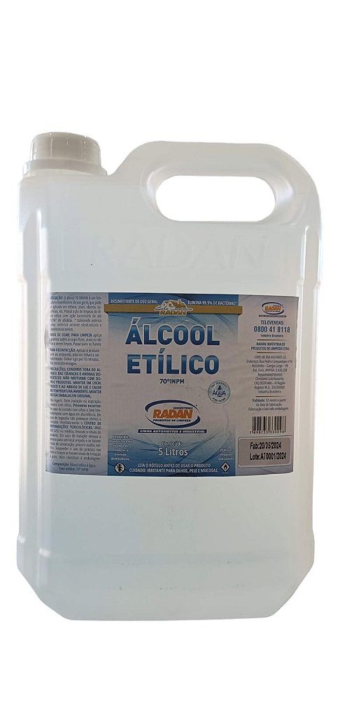 ÁLCOOL ETÍLICO 70º 5 L HIPER PLUS