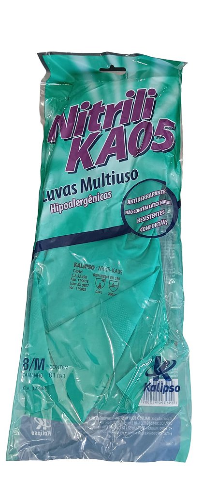 LUVA NITRLÍCA VERDE TAMANHO M/8 KALIPSO