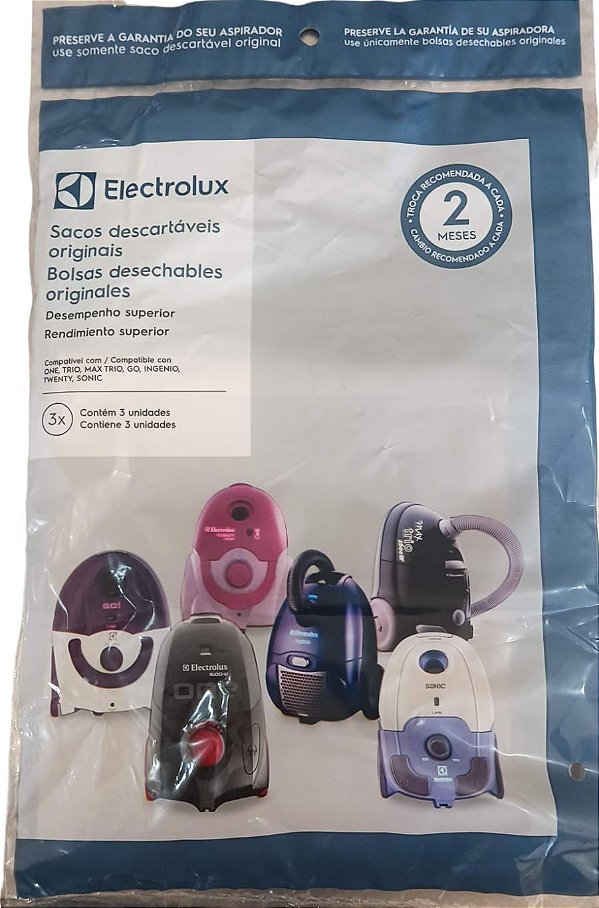 SACO DESCARTÁVEL PARA ASPIRADOR DE PÓ ELETROLUX * Contém 3 unidades
