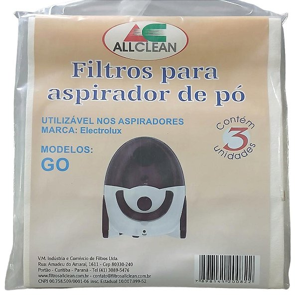 SACO DESCARTÁVEL PARA ASPIRADOR DE PÓ ELETROLUX GO * Contém 3 unidades