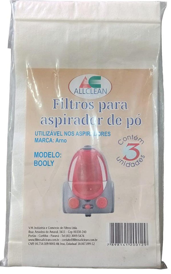 SACO DESCARTÁVEL PARA ASPIRADOR DE PÓ ARNO BOOLY * Contém 3 unidades