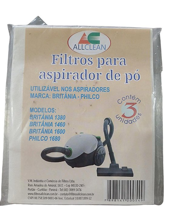 SACO DESCARTÁVEL PARA ASPIRADOR DE PÓ BRITANIA - PHILCO * COntém 3 unidades