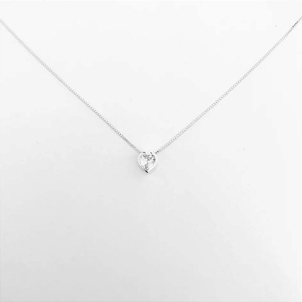 Gargantilha Ponto de Luz com Zircônia em Coração - 45cm