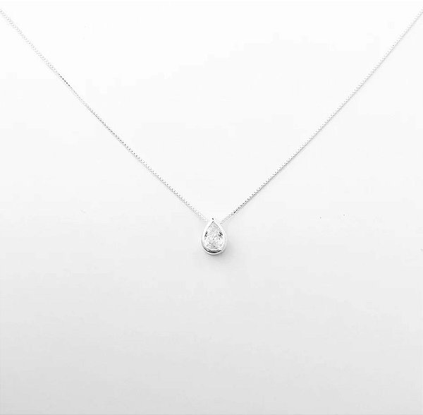 Gargantilha Ponto de Luz com Zircônia em Gota - 45cm