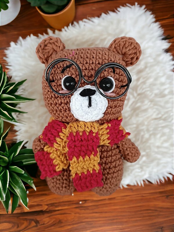Mini Urso amigurumi Harry Potter | Grifinória