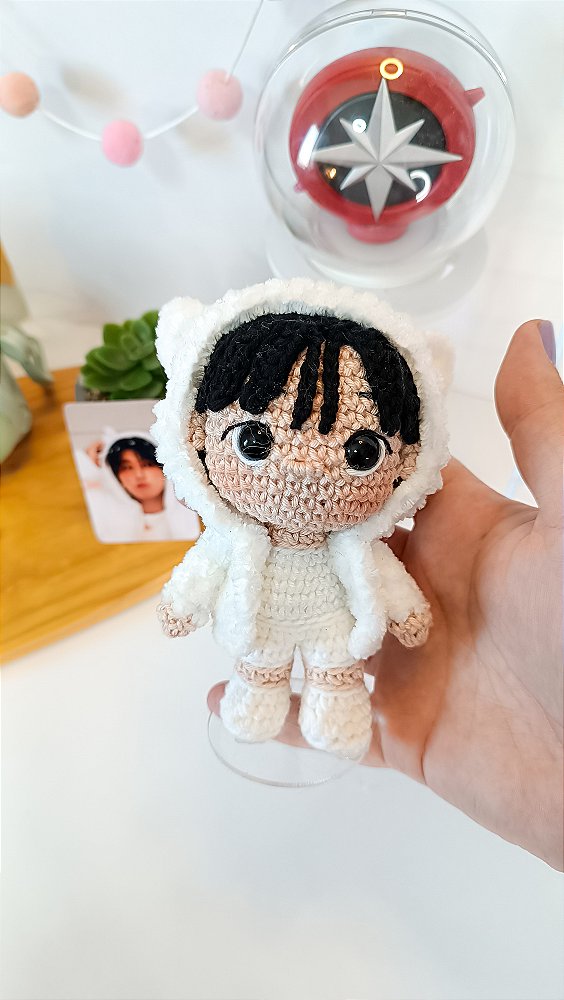 Boneco Han Jisung Fanmeeting Stray Kids SKZ croche amigurumi - Coleção piticos