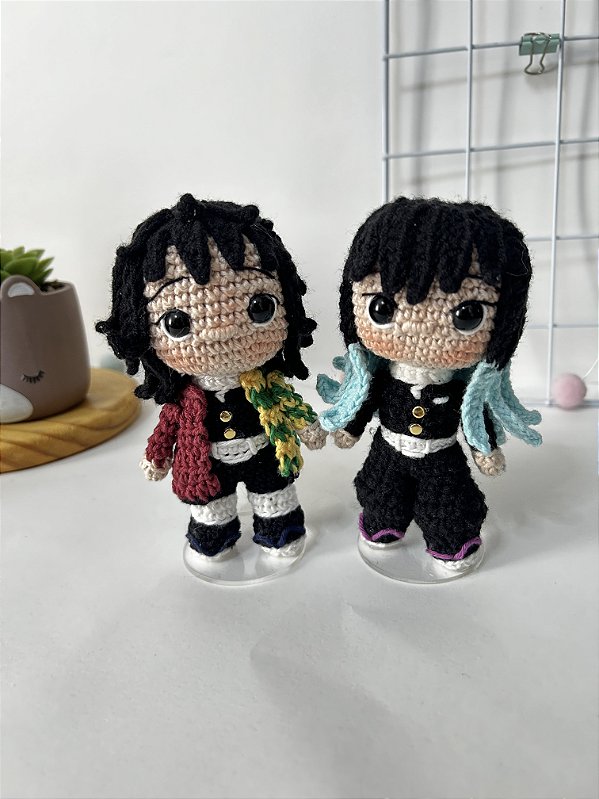 Muichiro tokito demon slayer crochê amigurumi - coleção piticos
